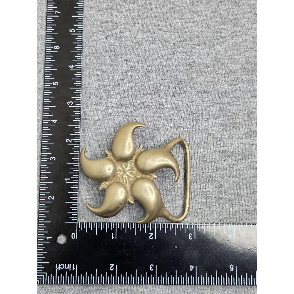 Handmade Brass Five Point Starfish Pinwheel Abstract Belt Buckle Duncan Laurie